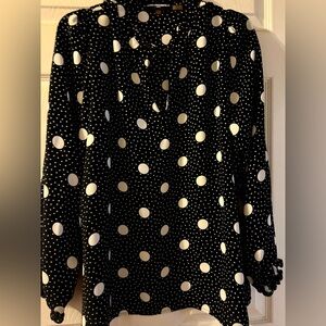 Karl Lagerfeld Black and White Polka Dot Women's Top